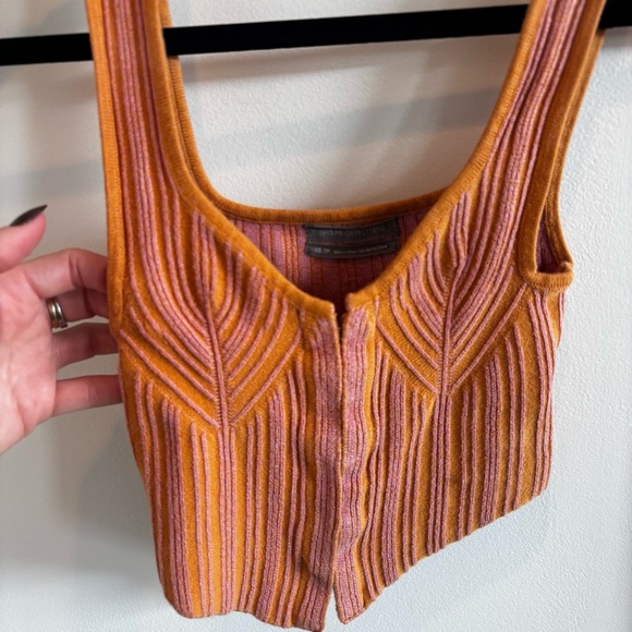 Urban Outfitters Jada Knit Corset Tank Top Burnt Orange Pink Striped Womens XS - Picture 4 of 12